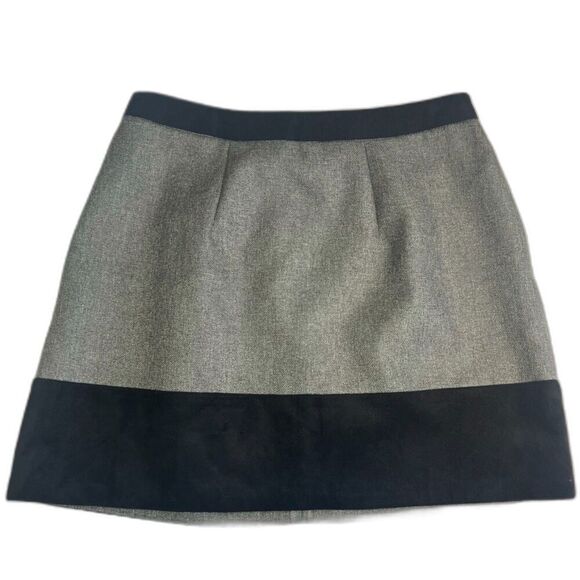 I love Ronson NWT Gray Black Color Block Mini Skirt with Suede Trim Size Medium - Picture 1 of 11